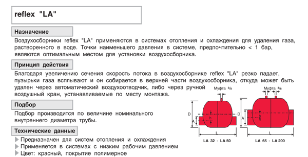 Воздухосборник reflex LA